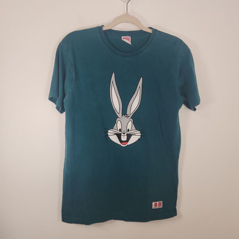Looney Tunes Uniqlo Warner Bros Bugs Bunny Graphic Teal T-Shirt Women's Size XL